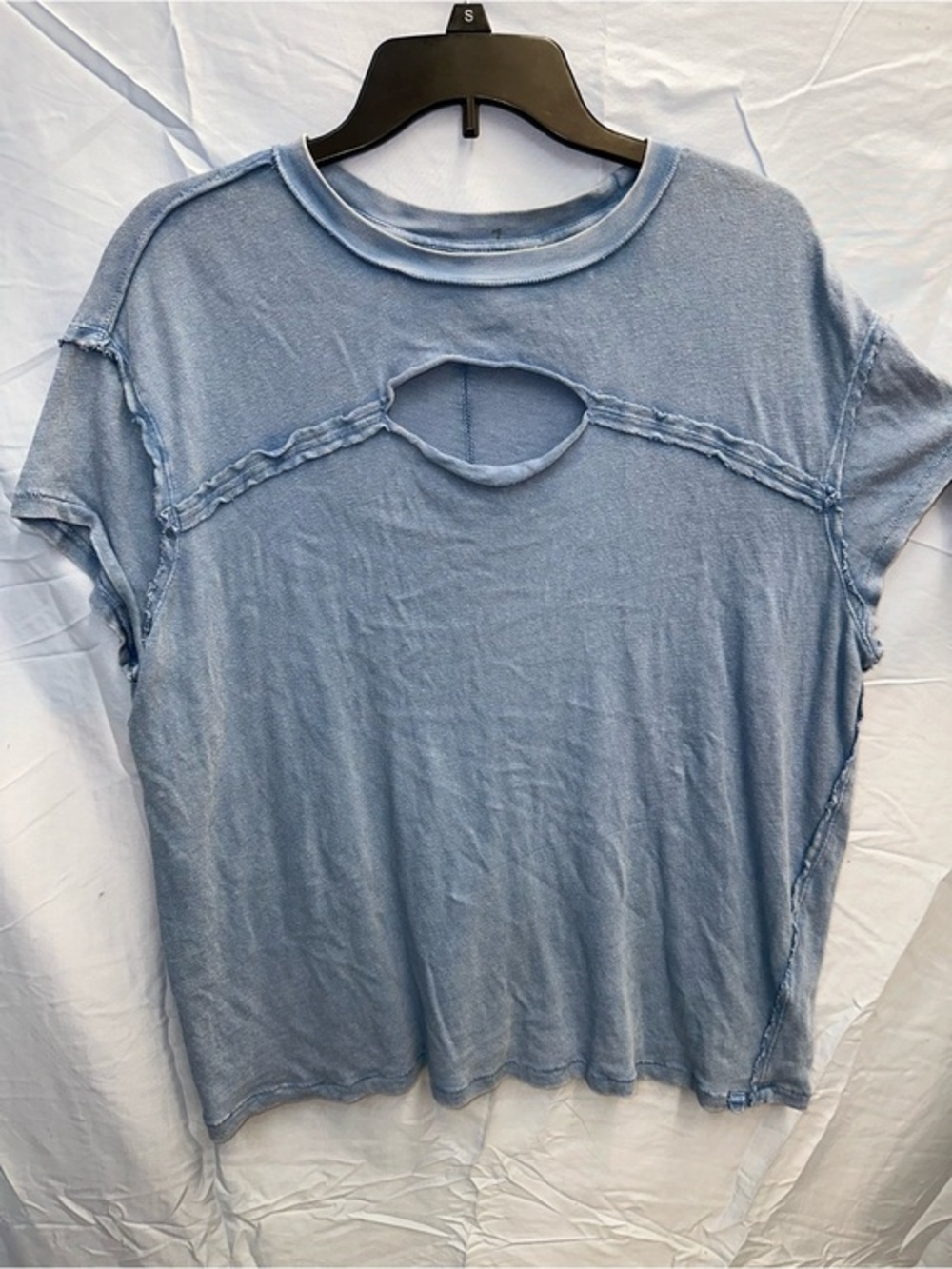We The Free Pale Blue Raw-Edge Short Sleeve Tee